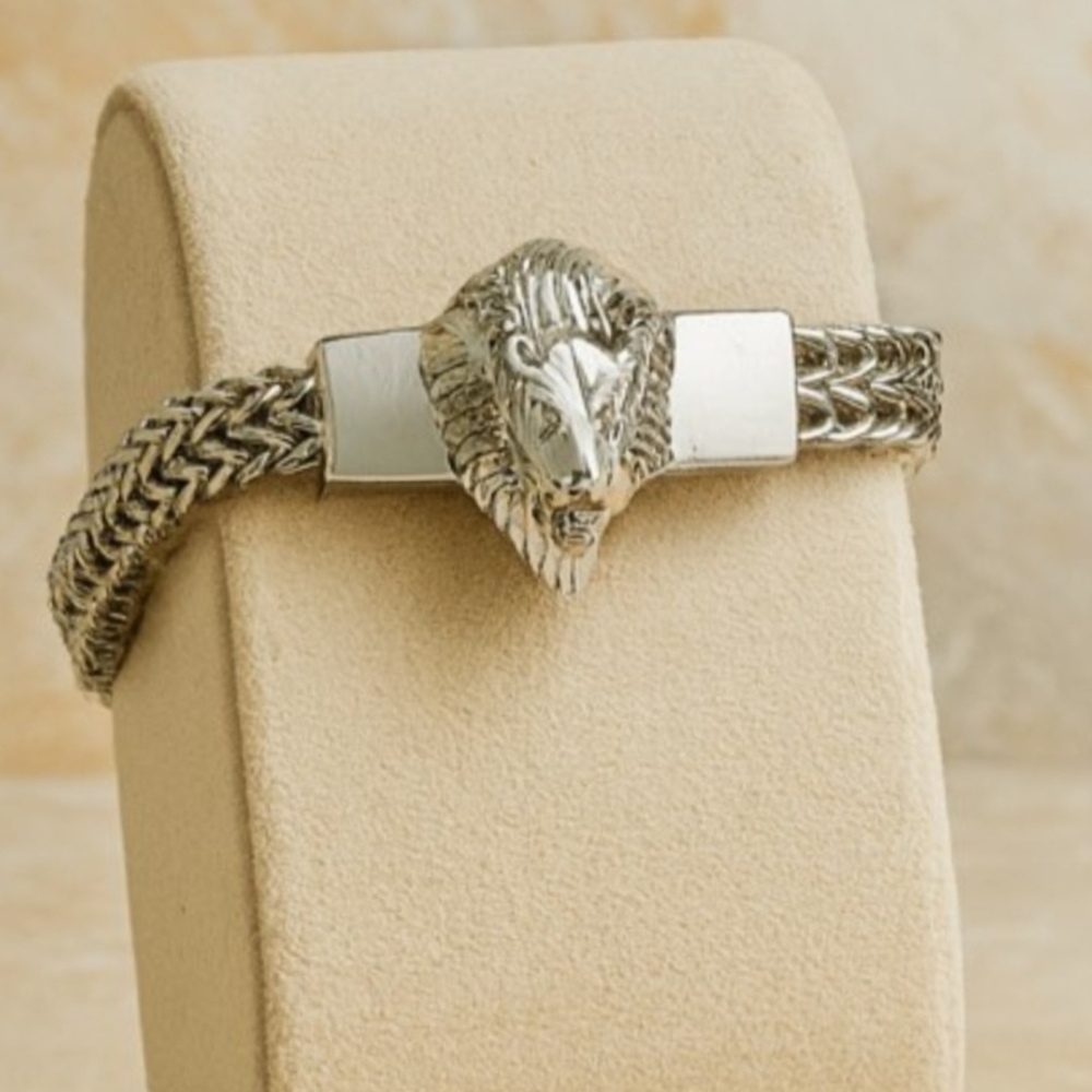 New 925 Silver Lion Head Bracelet